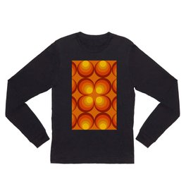 70s Circle Design - Orange Background Long Sleeve T Shirt