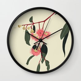 Australian gumnut blossom with cream background Wall Clock