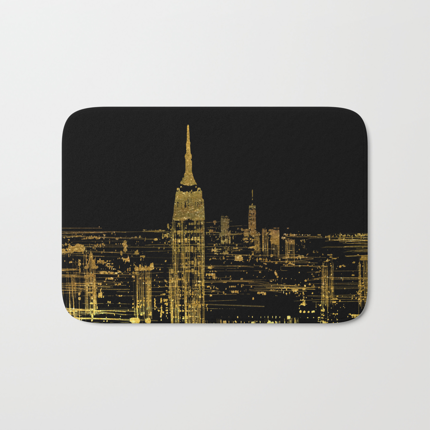 Abstract Gold City Skyline Design Bath Mat By Oursunnycdays Society6