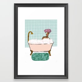 Bathtub Cheetah Framed Art Print