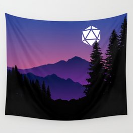 Purple Sunrise D20 Dice Moon Tabletop RPG Landscape Wall Tapestry