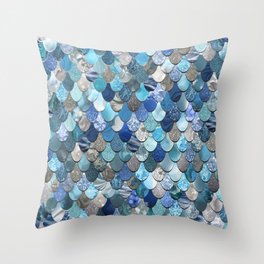 Mermaid Art, Ocean Blue Pattern Throw Pillow