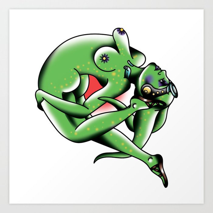 Twilek Flipgirl Tattoo Flash Art Print By Robertmorrow Society6