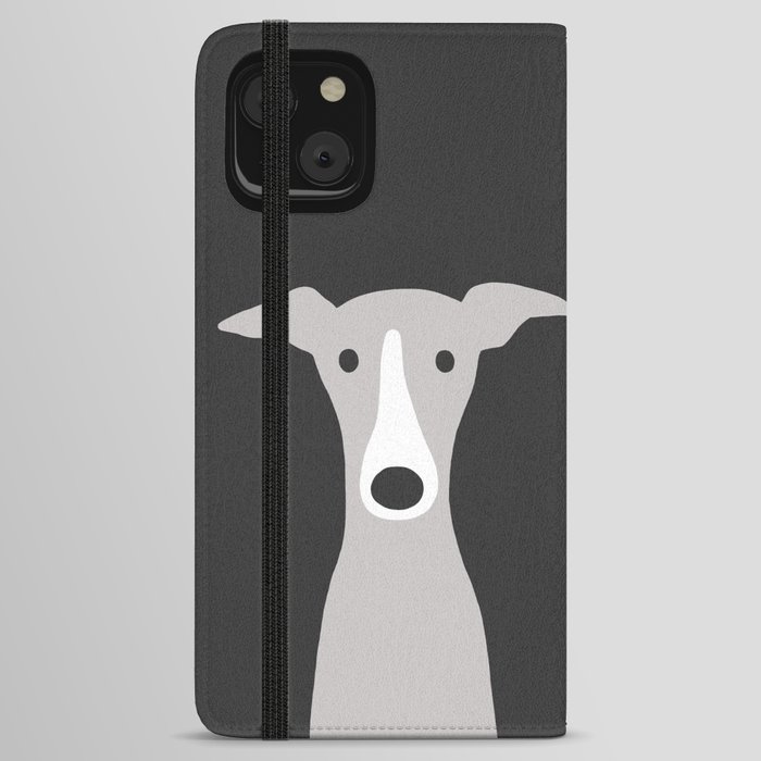 Cute Greyhound, Italian Greyhound or Whippet Cartoon Dog iPhone Wallet Case