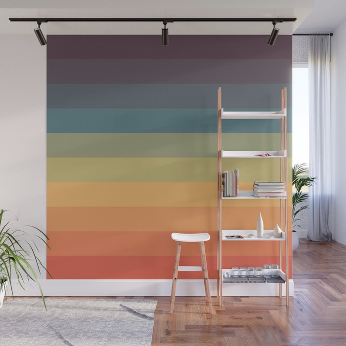 Wall Mural | Colorful Retro Striped Rainbow by Alphaomega - 8' x 8' - Society6