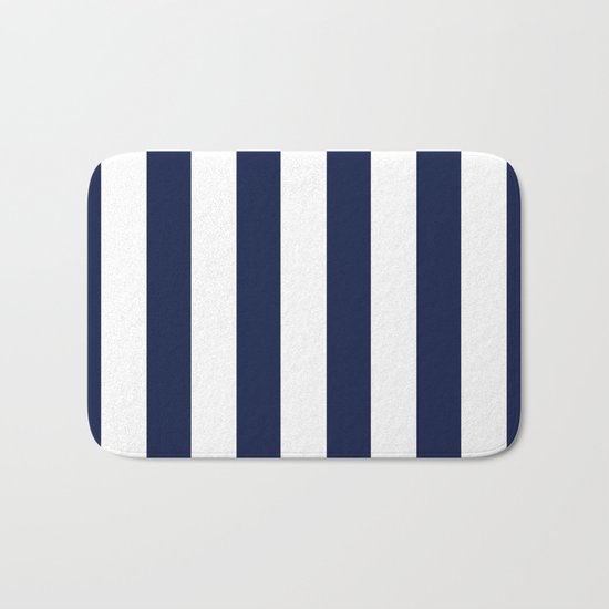 Simply Vertical Stripes in Nautical Navy Blue Bath Mat