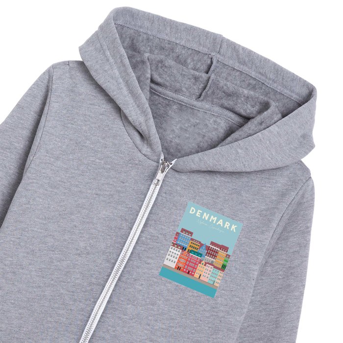 Denmark, Nyhavn, Copenhagen Travel Poster Kids Zip Hoodie