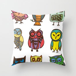 Owlies Throw Pillow