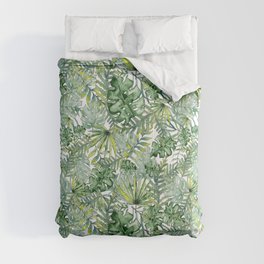 Seamless watercolor illustration of tropical leaves Comforter