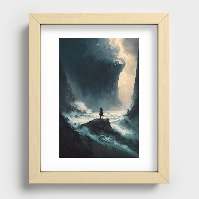 Lonely Man Facing the Ocean Recessed Framed Print