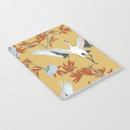 Japanese Ornate Heron Pattern Saffron Gold Notebook