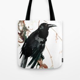 raven, raven crow artwork black brown Tote Bag
