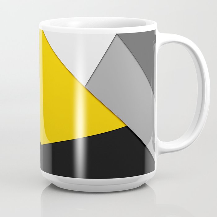 Simple Modern Gray Yellow and Black Geometric Coffee Mug by BlackStrawberry