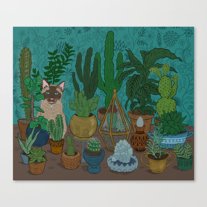 Cacti Cat Canvas Print