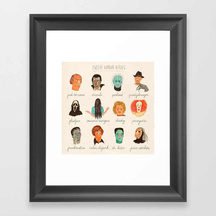 Twelve Horror Heros  Framed Art Print
