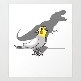 T-rex shadow - cockatiel Art Print