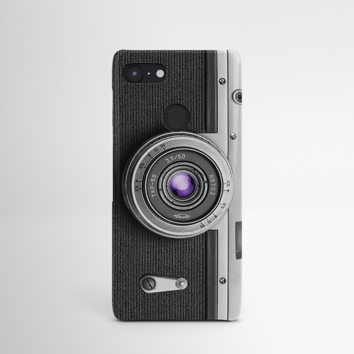 Retro silver camera for photography lover | Amethyst lens Android Case