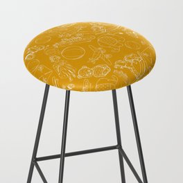Mustard and White Toys Outline Pattern Bar Stool