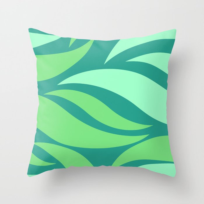 Luxury abstract ocean waves minimal pattern - Magic Mint and Pastel Green Throw Pillow