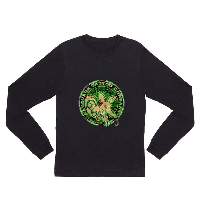 Leafy Green Aardvark Tattoo Company Logo Long Sleeve T Shirt