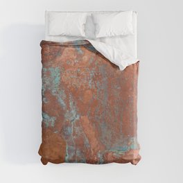Tarnished Metal Copper Aqua Texture - Natural Marbling Industrial Art  Duvet Cover