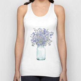 Hand Painted Scandinavian Watercolor Forget Me Not Bouquet Tank Top
