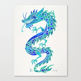 Chinese Dragon – Blue Palette Canvas Print