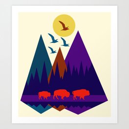 Three Bison Art Print
