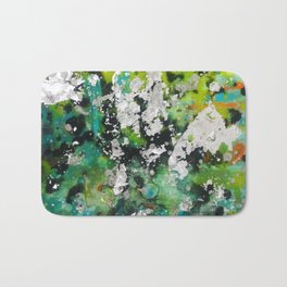 Slime Time Bath Mat | Painting, Wax, Green, Silverleaf, Perri, Limegreen, Acrylic, Abstractpainting, Drips, Silver 