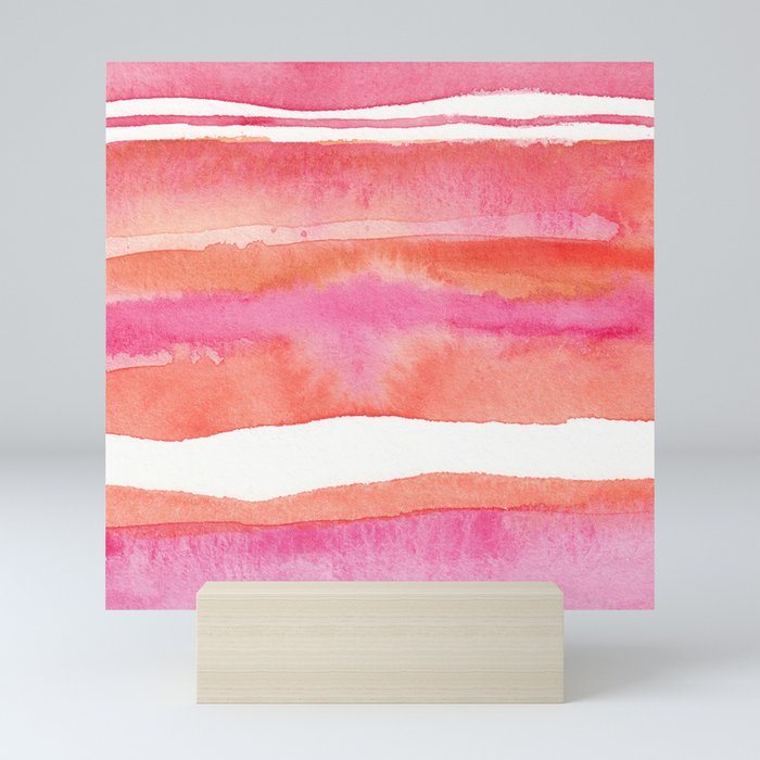 Watercolor summer pink and orange 002 Mini Art Print