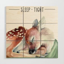 Sleeping Baby Deer | Baby Room Art Wood Wall Art