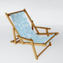 Seashell Print - Light Blue and White Sling Chair