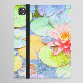 pink waterlily painted impressionism style iPad Folio Case