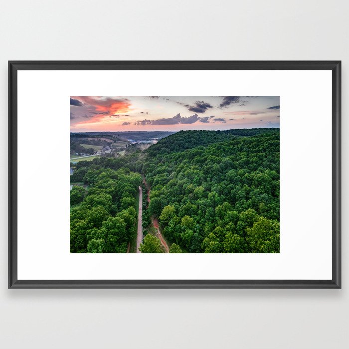 Sunset Over Slaughter Pen Trails In The Ozark Mountains - Northwest Arkansas Framed Art Print