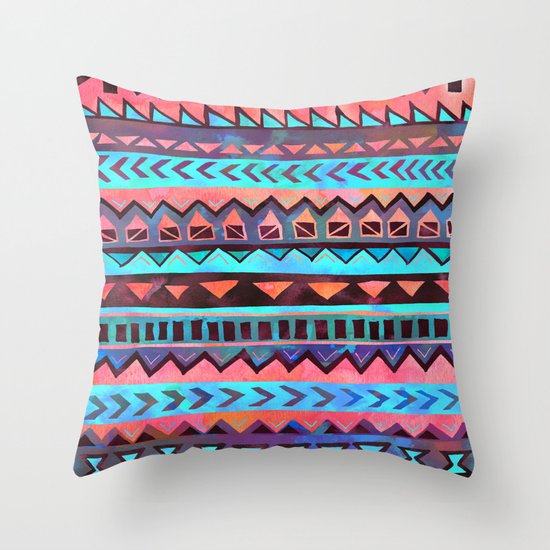 PATTERN {Tribal Stripe- Aqua} Throw Pillow