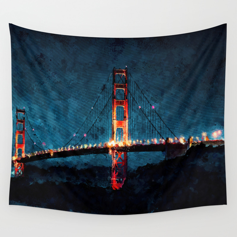 Digital Painting San Francisco Bridge Wall Tapestry By Tmarchev Society6