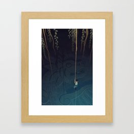 Descent into the Cenote Framed Art Print | Ancientart, Repelling, Story, Creature, Cave, Jaguar, Cenote, Mayanart, Glowing, Discovery 