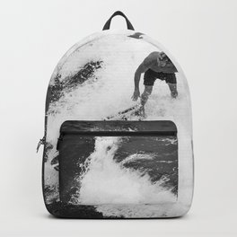 Black and White Wave Surfer Backpack