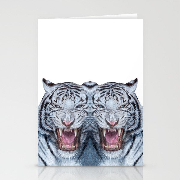 Double White tiger Stationery Cards