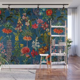 Vintage & Shabby Chic - Blue Midnight Spring Botancial Flower Garden Wall Mural
