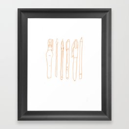 Pens And Brushes Drawing Framed Art Print