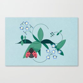 Forget me not and Ladybird Canvas Print