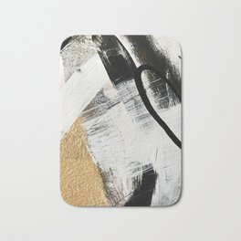 Armor [9]: a minimal abstract piece in black white and gold by Alyssa Hamilton Art Bath Mat