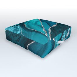 Ocean Waves Marble Teal Outdoor Floor Cushion | Summer, Seascape, Marble, Abstract, Agate, Gemstone, Nature, Ocean, Water, Sea 