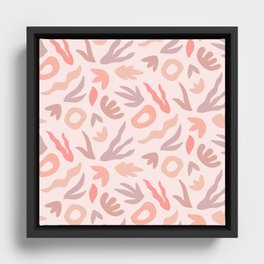 Pink Paper Cutouts - Mid Century Modern Abstract Framed Canvas