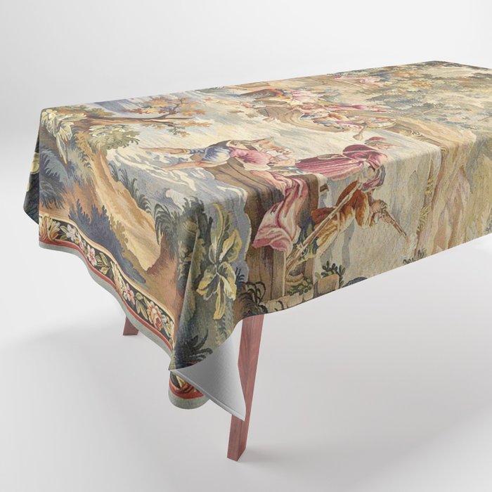 Antique Aubusson Louis XV French Tapestry Tablecloth