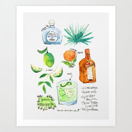 Classic Margarita Cocktail Recipe Art Print
