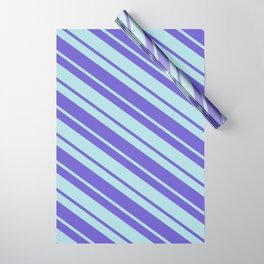 [ Thumbnail: Slate Blue and Powder Blue Colored Lined/Striped Pattern Wrapping Paper ]