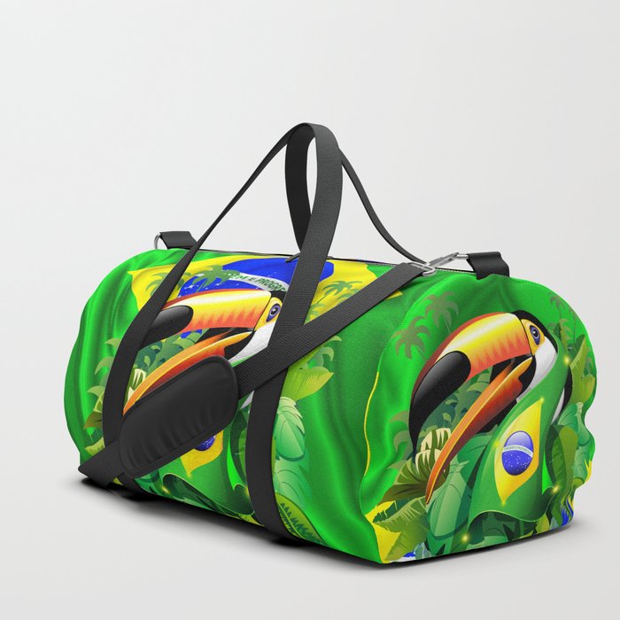 Toco Toucan with Brazil Flag Duffle Bag