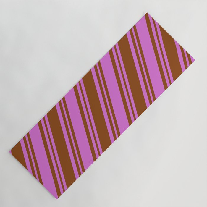 Orchid and Brown Colored Lines/Stripes Pattern Yoga Mat